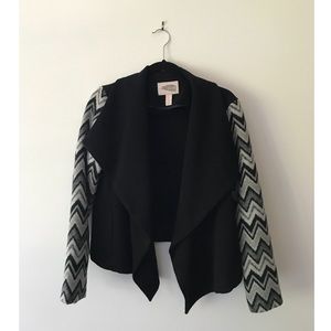 Black coat with Patterned Arms